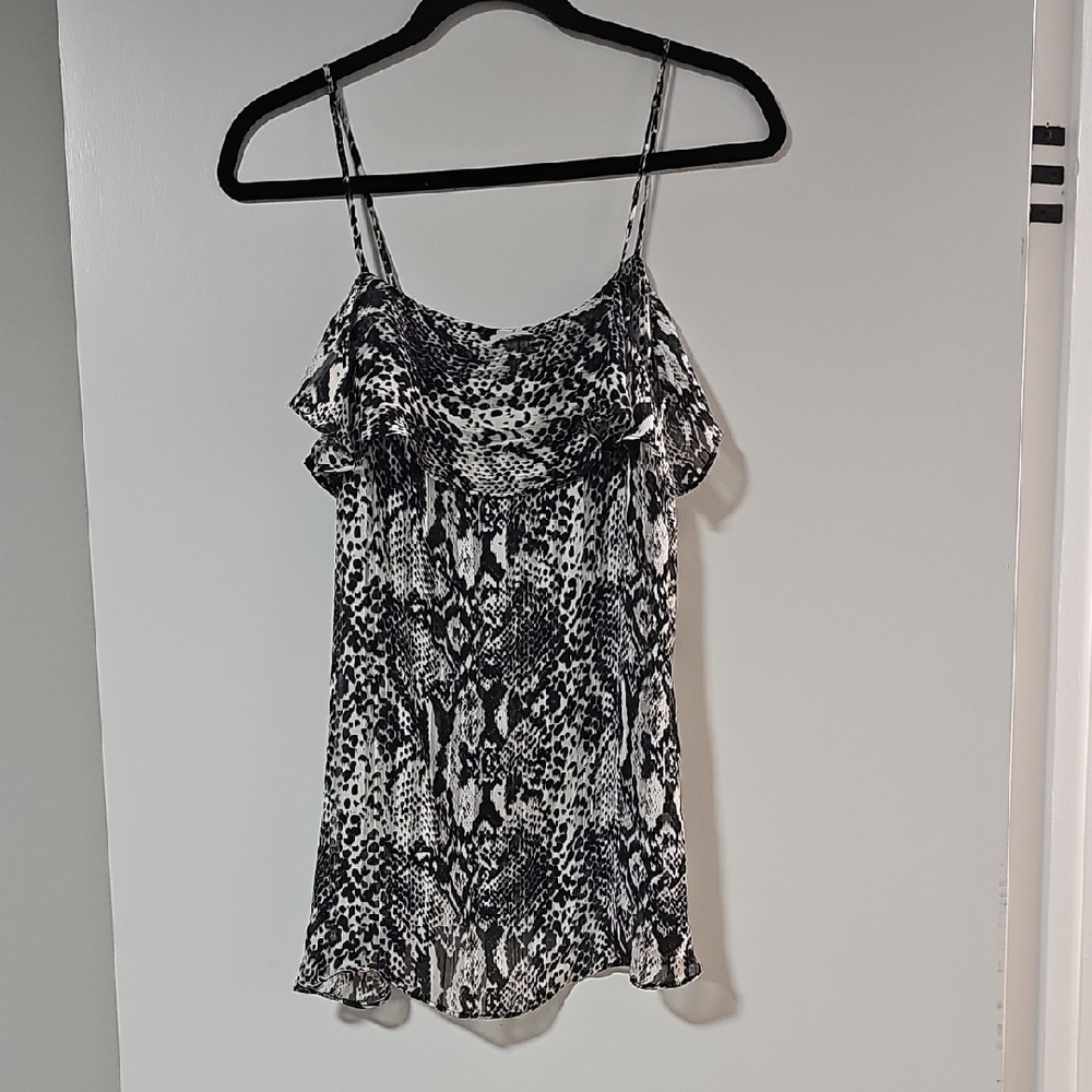 vacay Elegant Black and White Snake Print Camisole